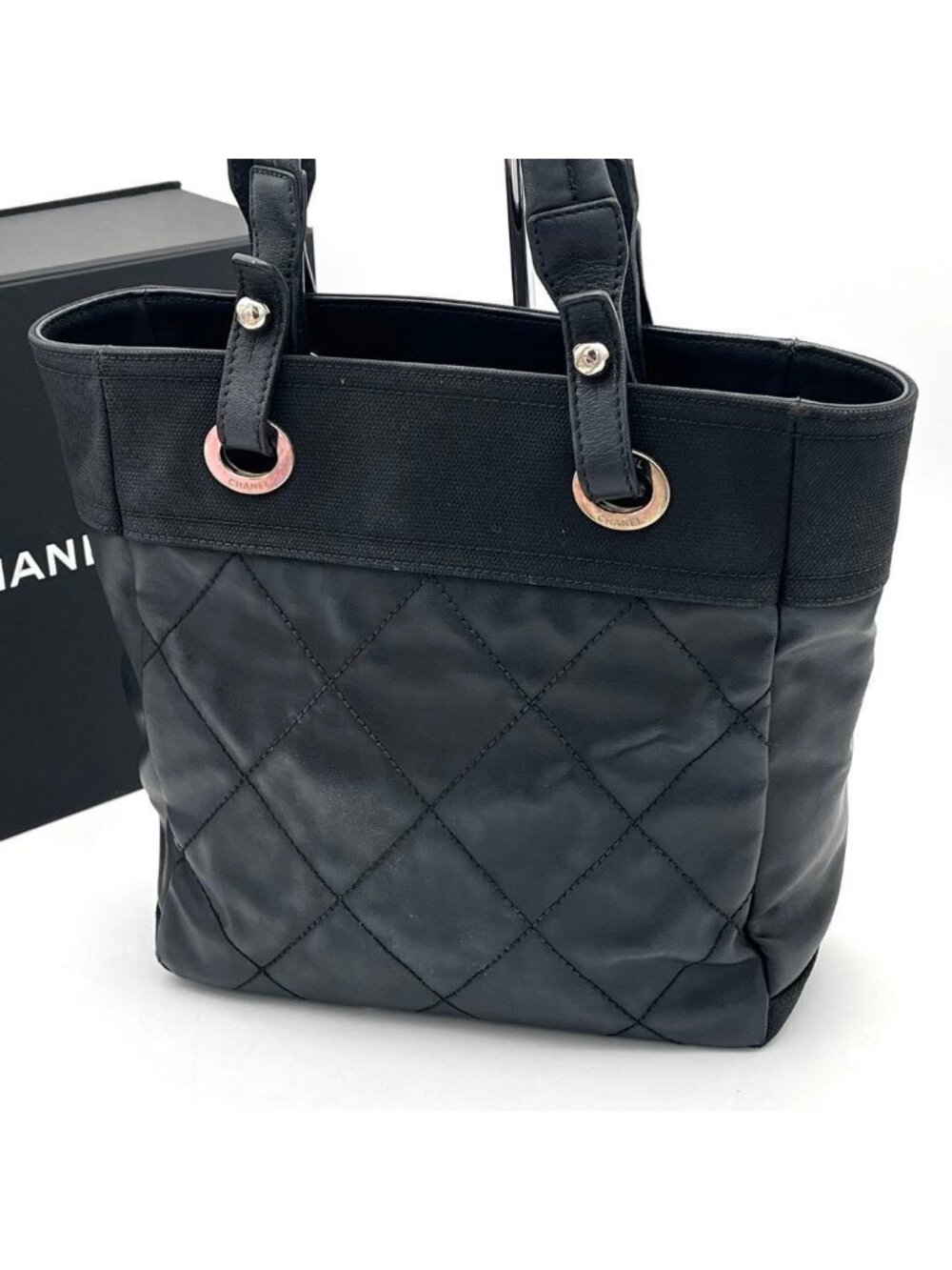 ★SOLD★ Chanel Paris Biarritz PM Tote Black - Picture 2 of 10